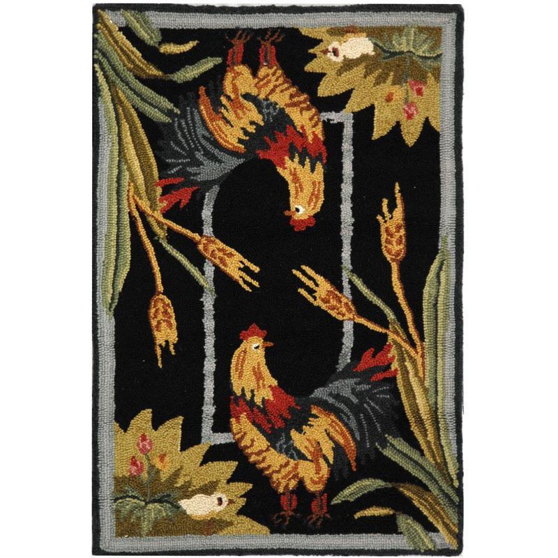 Chelsea Black Hand-Knotted Floral Wool Area Rug