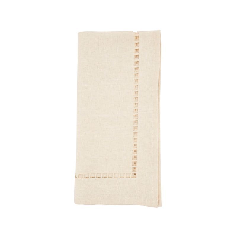 Ivory 20" Laser-Cut Hemstitch Cotton Napkin Set of 4