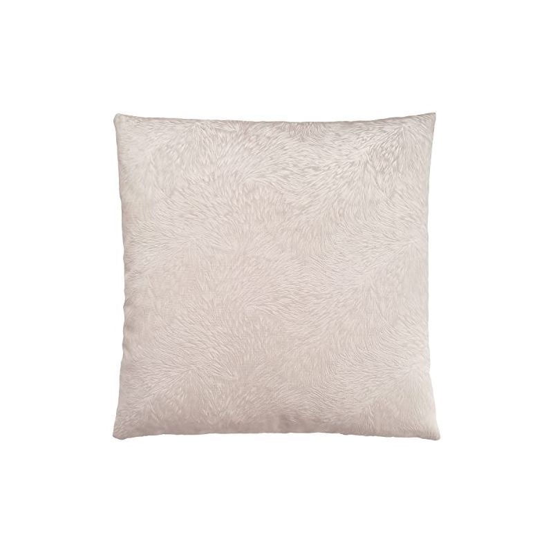 Beige Velvet Feathered Pattern 18" Square Accent Pillow