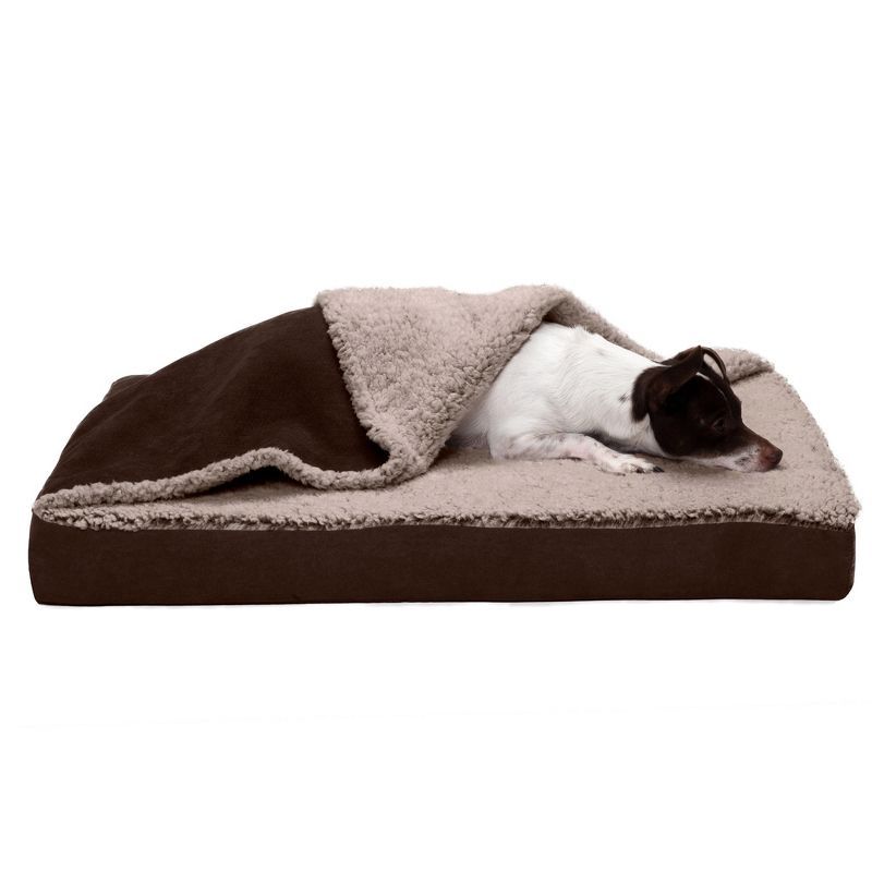 Medium Espresso Orthopedic Memory Foam Pet Bed with Blanket Top