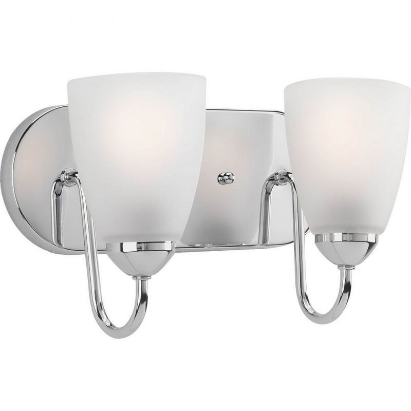 Polished Chrome 2-Light Bath Bracket with Etched Glass Shades