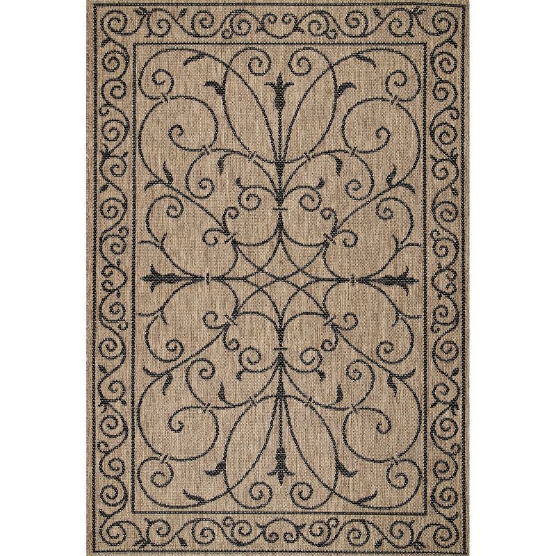 Charming Brown Vine-Inspired 9' x 12' Easy-Care Synthetic Area Rug