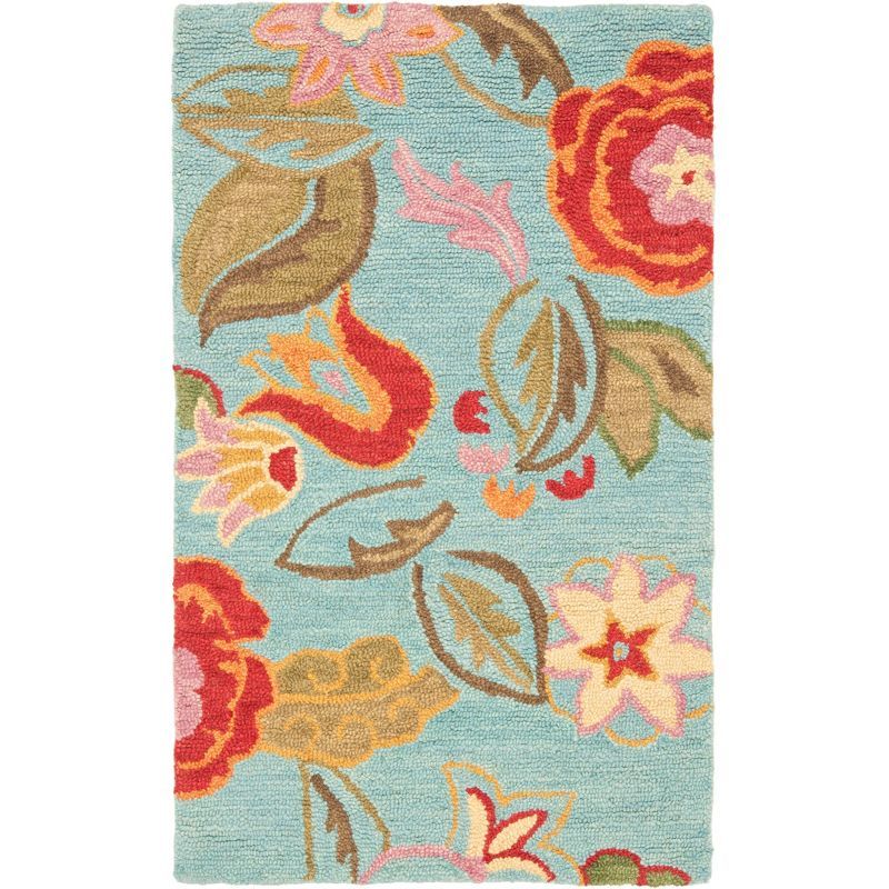 Blossom Blue Floral Hand-Tufted Wool Area Rug, 3' x 5'