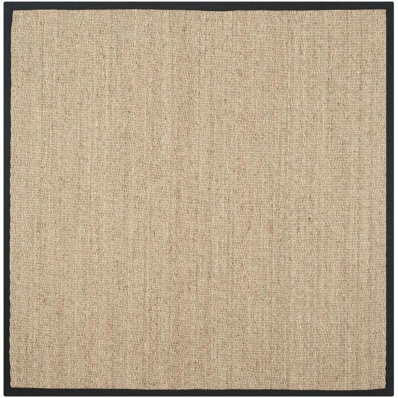 Natural Fiber Black Border 6' Square Seagrass Area Rug