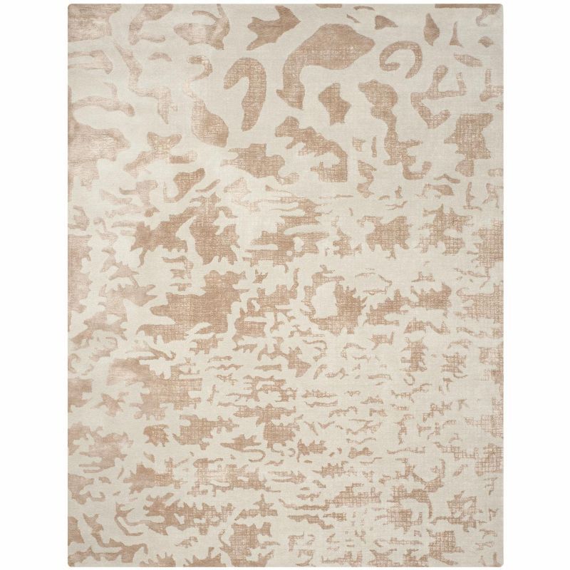 Ivory and Beige 8' x 10' Tufted Wool and Viscose Rug