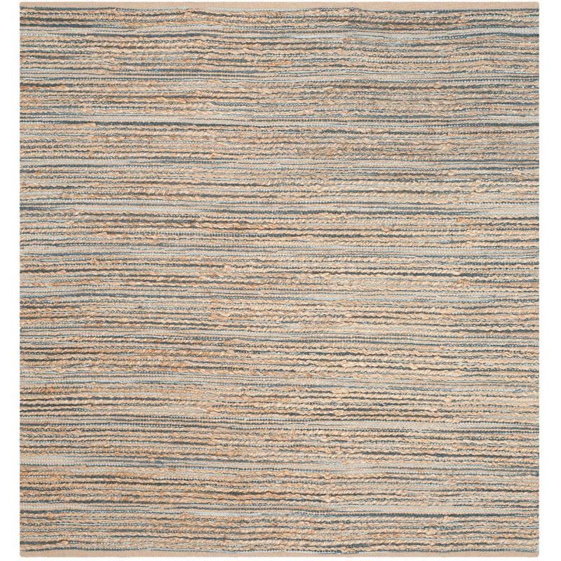 Coastal Charm Hand-Knotted Blue Cotton Square Rug 6' x 6'