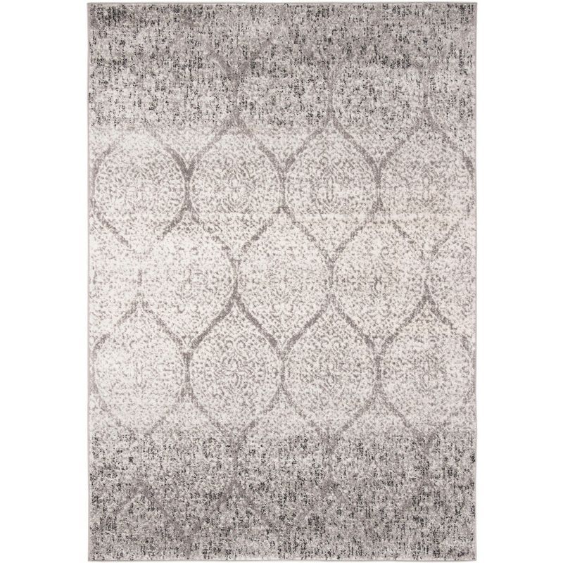 Elegant Gray & Ivory Synthetic 4' x 6' Hand-Knotted Area Rug