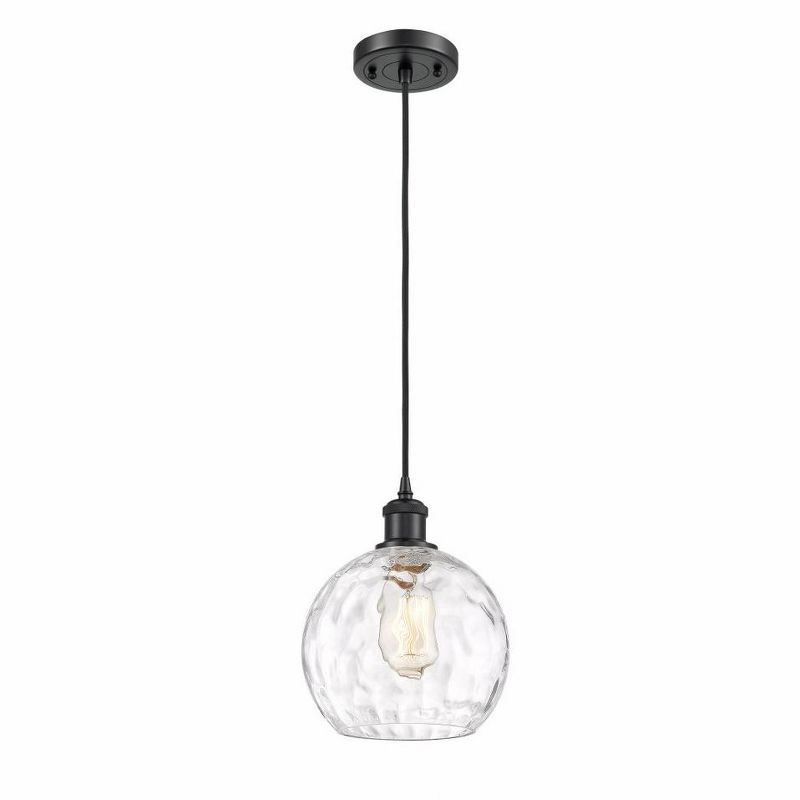 Athens Matte Black and Glass Mini Pendant Light