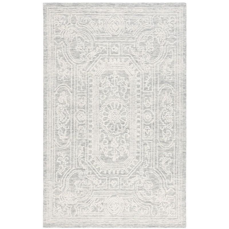 Ivory and Grey Hand Tufted Wool 4' x 6' Area Rug