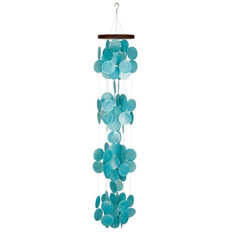 Azure Capiz Waterfall Wind Chime with Wooden Top