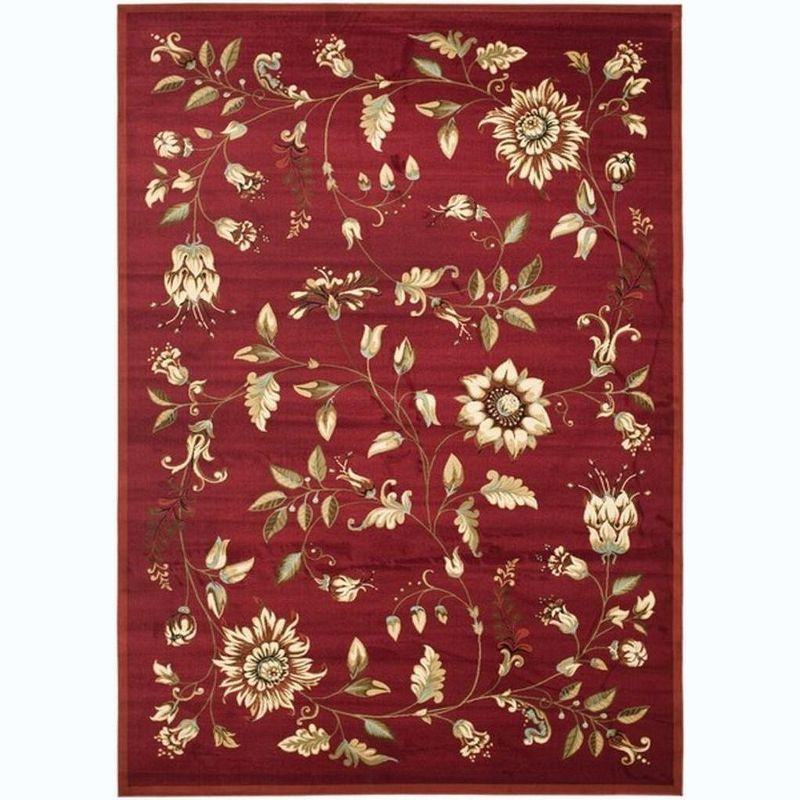 Lyndhurst Red Floral Synthetic Rectangular Area Rug