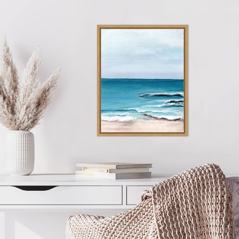 Oceanside View I Scenic Coastal Canvas Print with Maple Frame