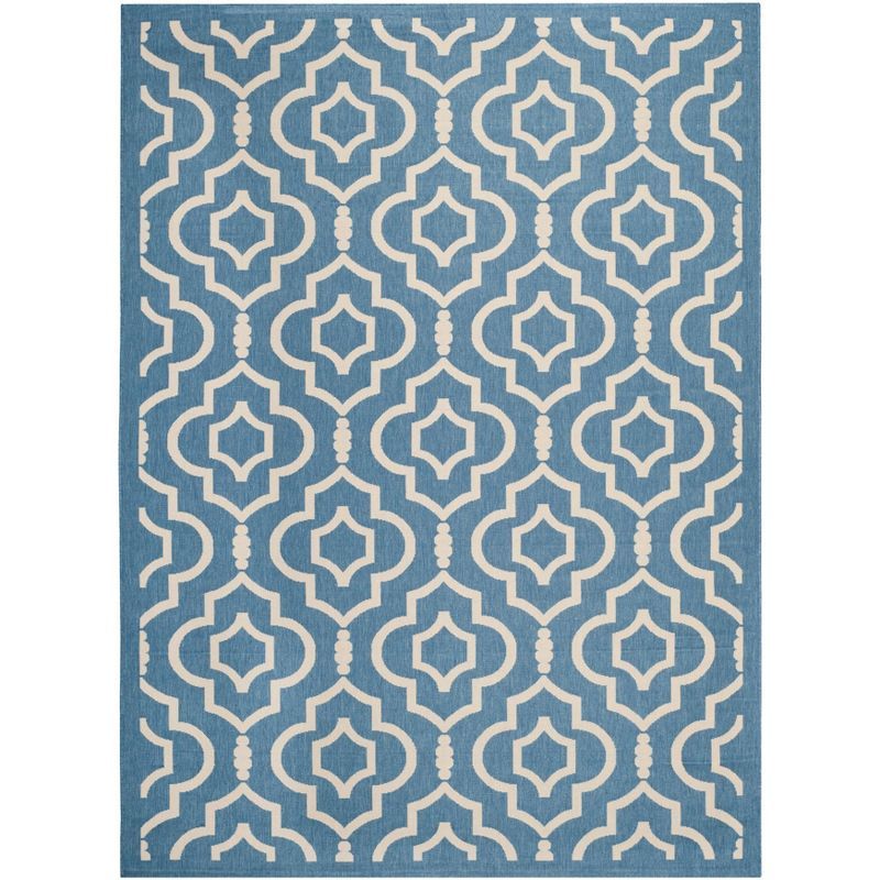 Luxury Blue/Beige 9' x 12' Synthetic Easy-Care Outdoor Area Rug