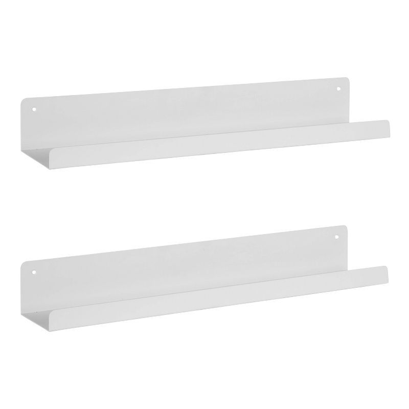 Mezzo White Metal Floating Wall Ledge Shelf Set