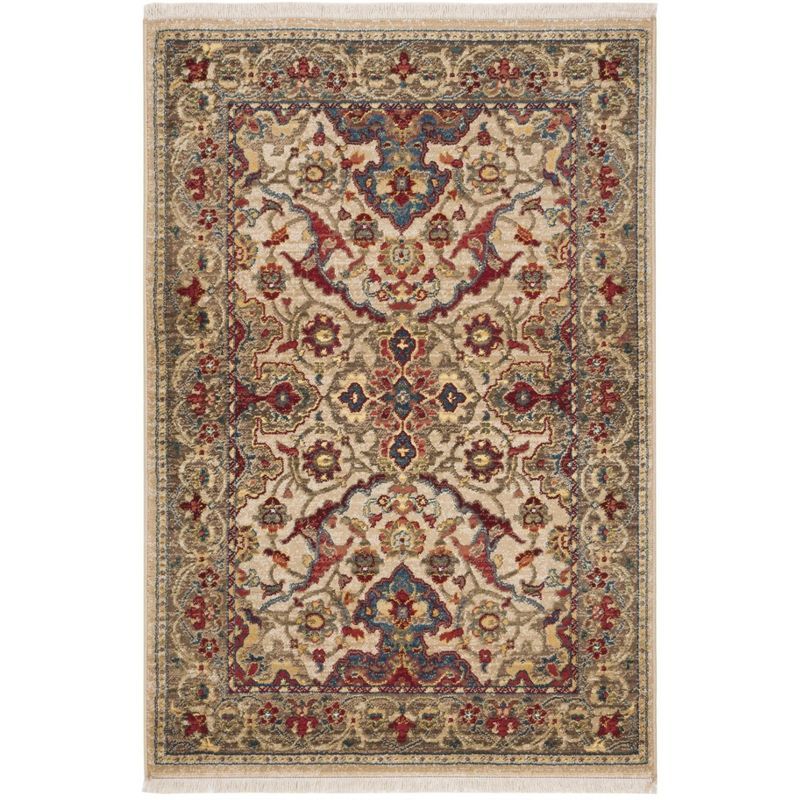 Ivory and Taupe Rectangular Hand-knotted Synthetic Rug