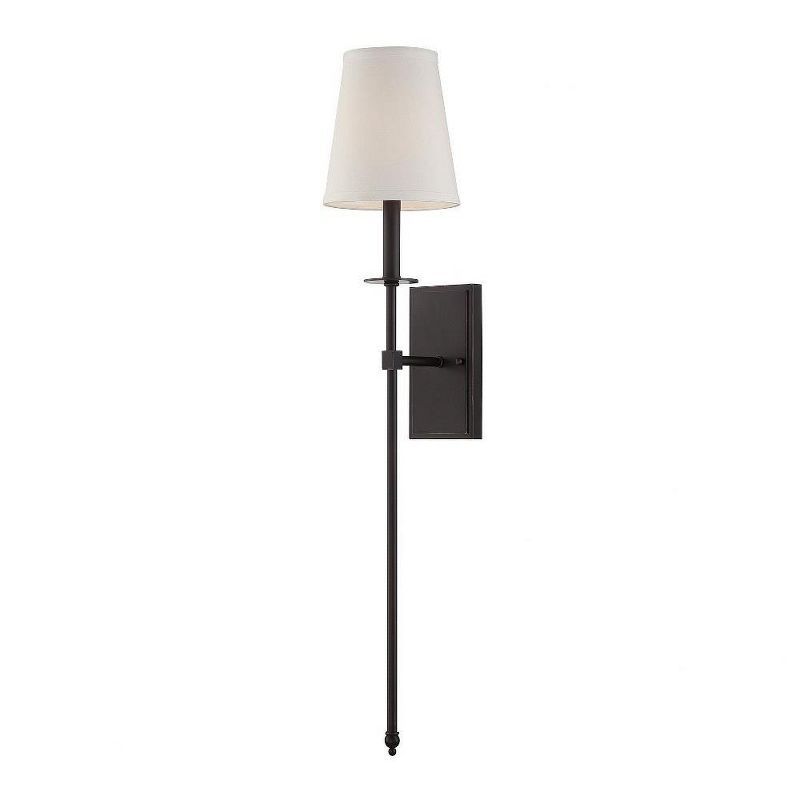 Monroe Classic Bronze 1-Light Wall Sconce with Fabric Shade