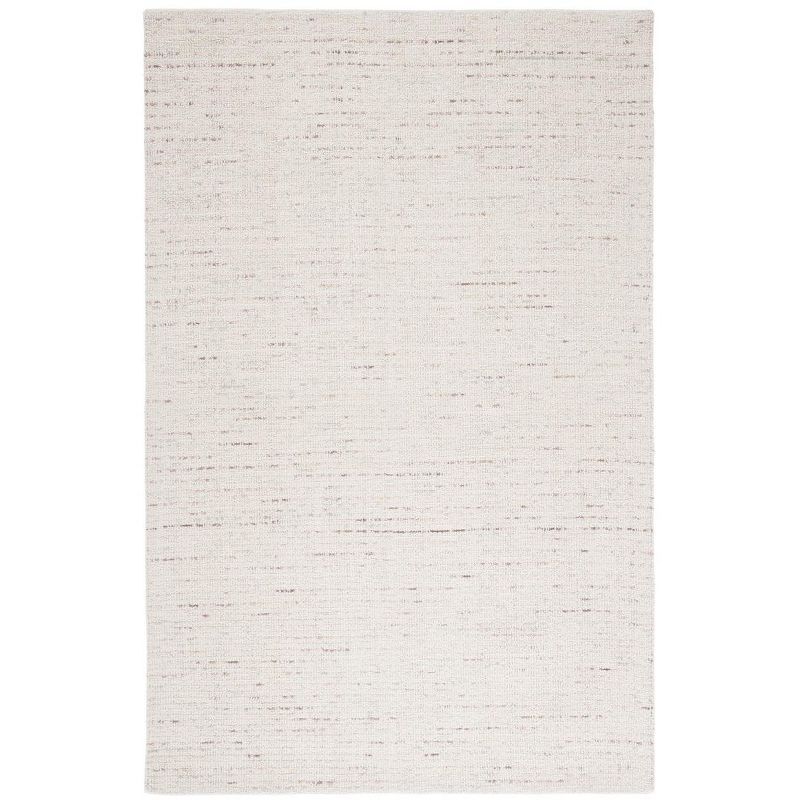 Ivory and Brown Abstract Hand-Tufted Wool Rug, 5' x 8'