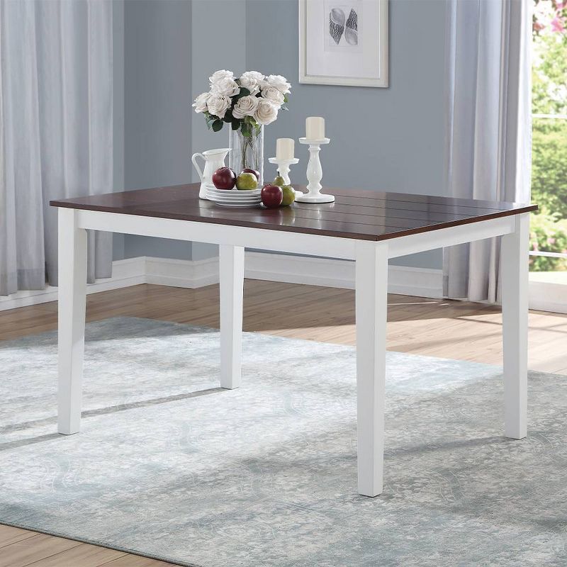 Green Leigh White and Walnut Rectangular Wooden Dining Table