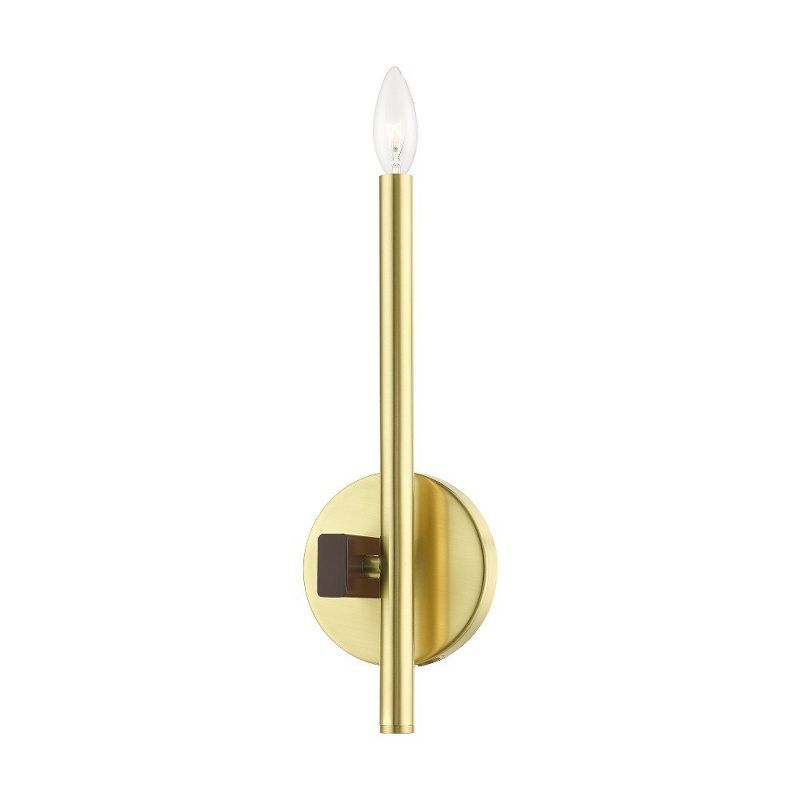 Denmark Satin Brass 1-Light Sconce with Bronze Accents