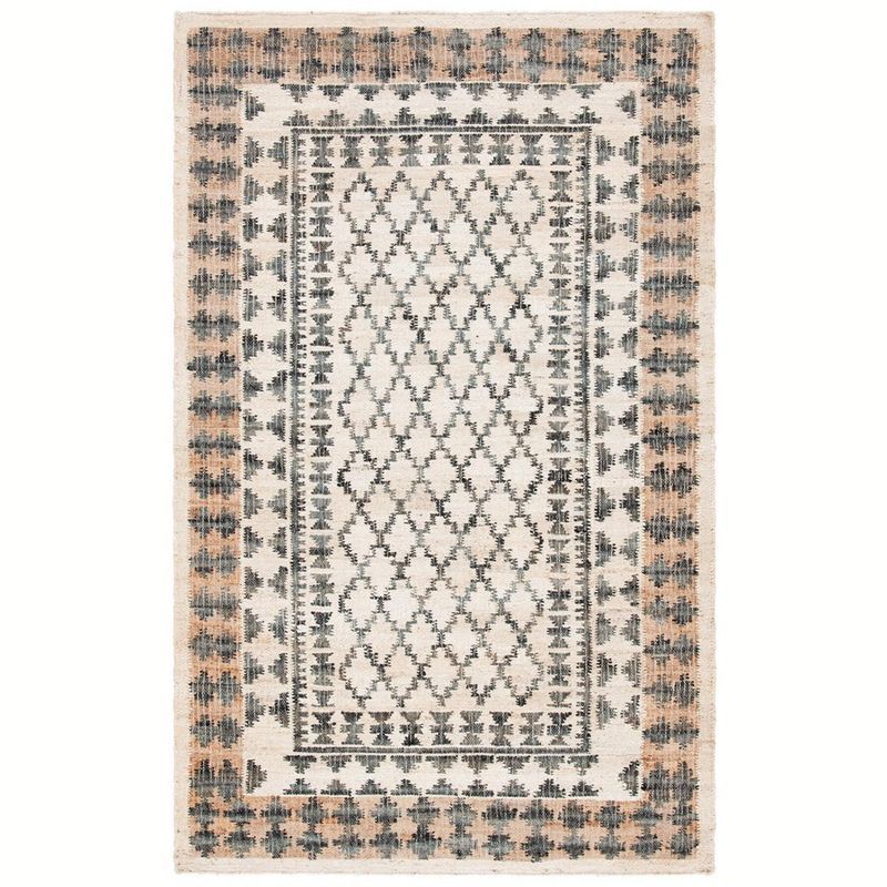 Ivory and Gray Handwoven Kilim 4' x 6' Area Rug