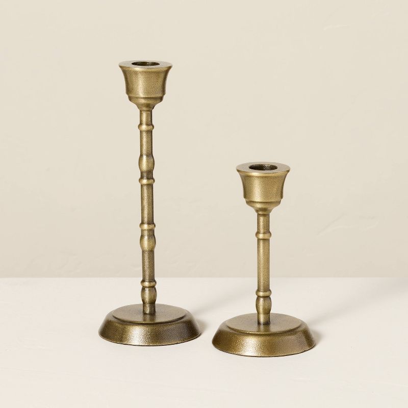 Antique Brass Taper Candlesticks Set of 2