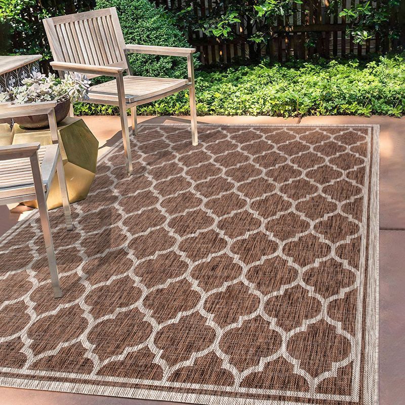 Espresso Taupe Trellis 5' x 8' Synthetic Indoor/Outdoor Rug