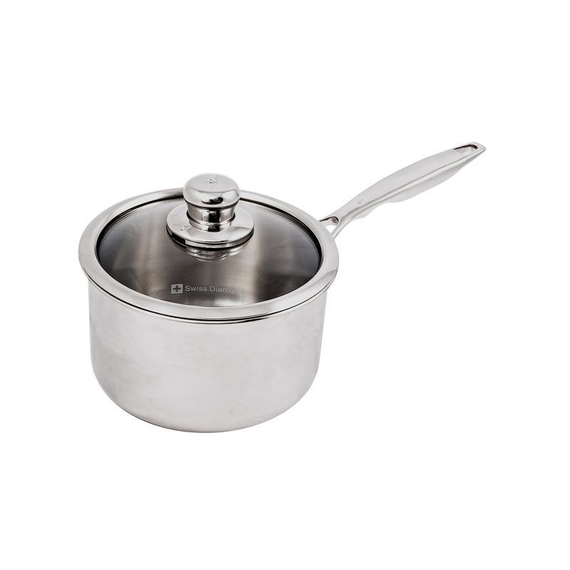 Stainless Steel 2.6 Quart Non-Stick Saucepan with Glass Lid