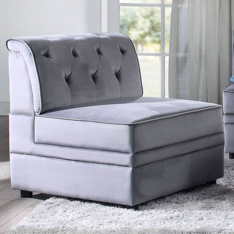 Gray Velvet Armless Slipper Accent Chair