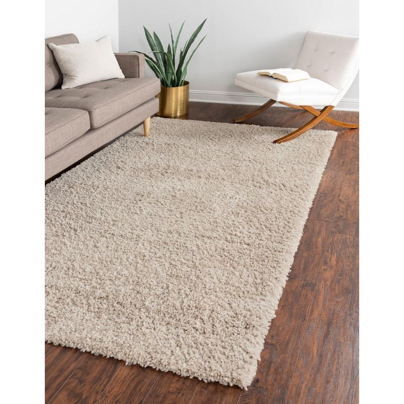 Ivory Rectangular Stain-Resistant Shag Area Rug