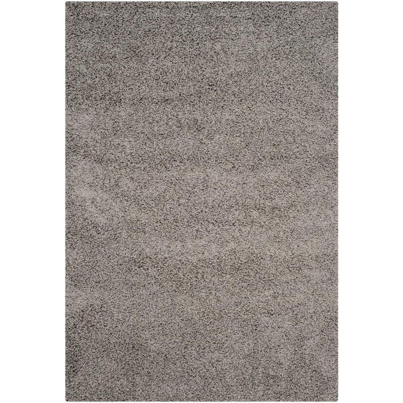 Luxurious Athens Light Grey Square Shag Rug, 6' x 9', Easy Care