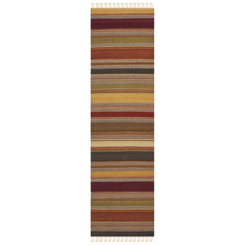 Handmade Red and Gold Striped Wool Runner Rug 2'3" x 10'