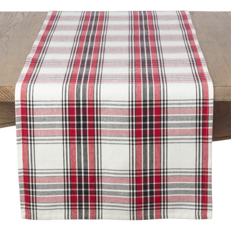 Classic Plaid Multicolor Cotton Table Runner, 16"x72"