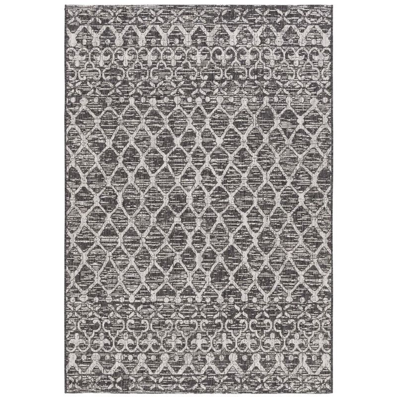 Black and Grey Geometric Indoor/Outdoor Area Rug