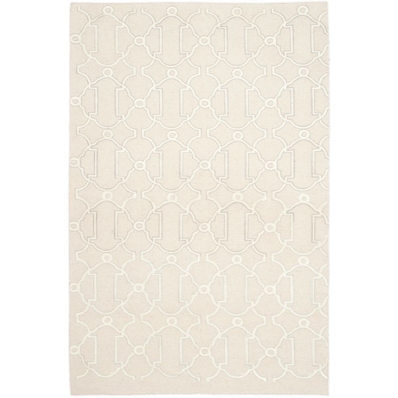 Handmade Geometric Wool Flat Woven Area Rug - Beige, 3' x 5'