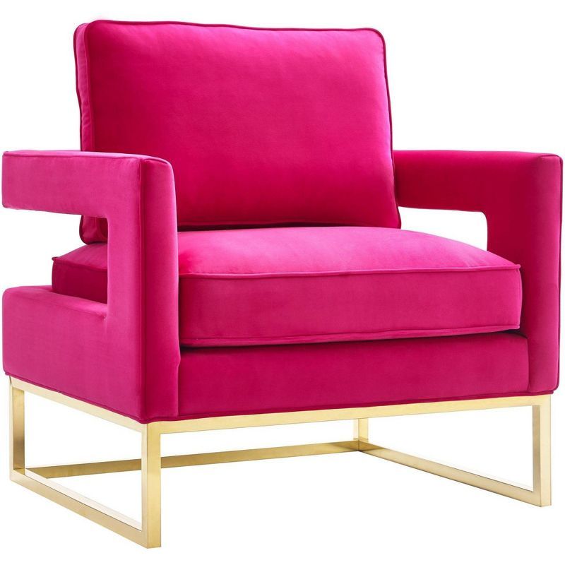 Avery Pink Velvet Accent Chair with Polished Gold Base