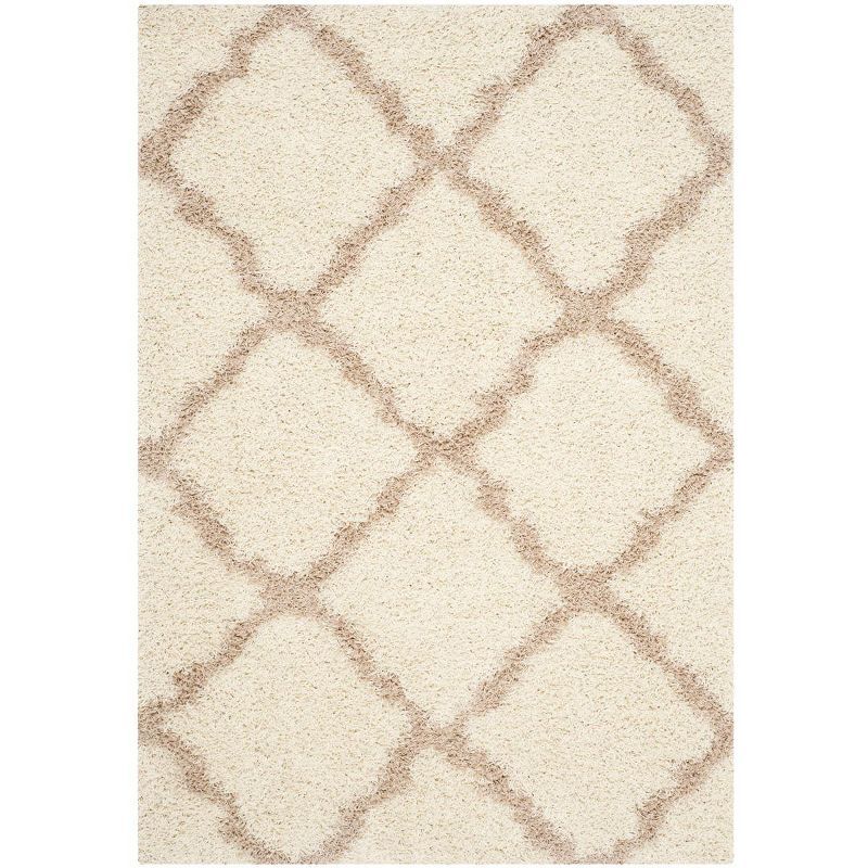 Ivory Beige Luxe Shag 5'1" x 7'6" Synthetic Area Rug