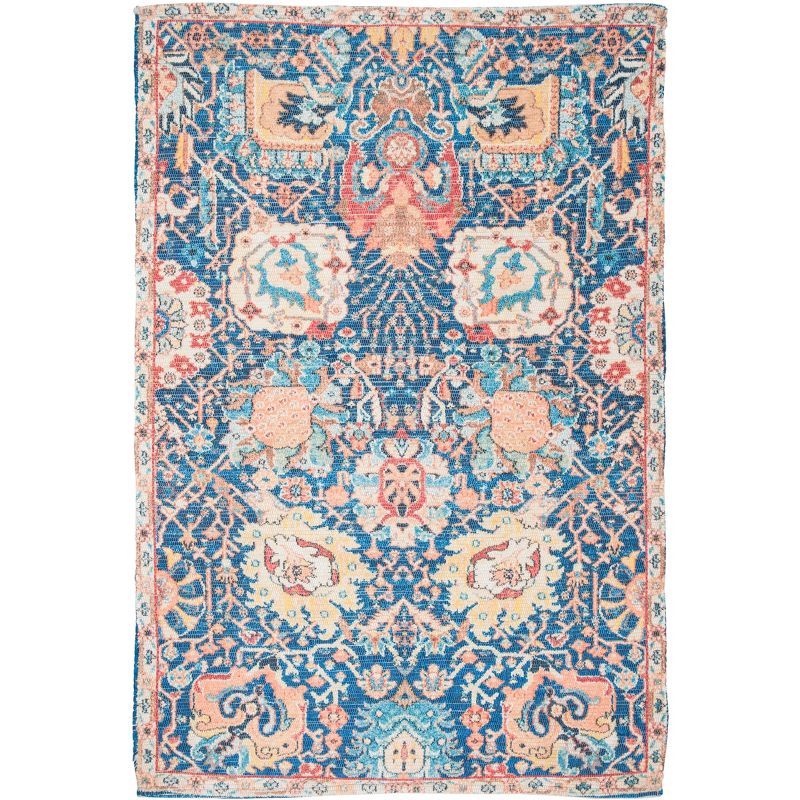 Handmade Breezy Blue Flatweave Wool-Cotton Blend Area Rug, 4' x 6'