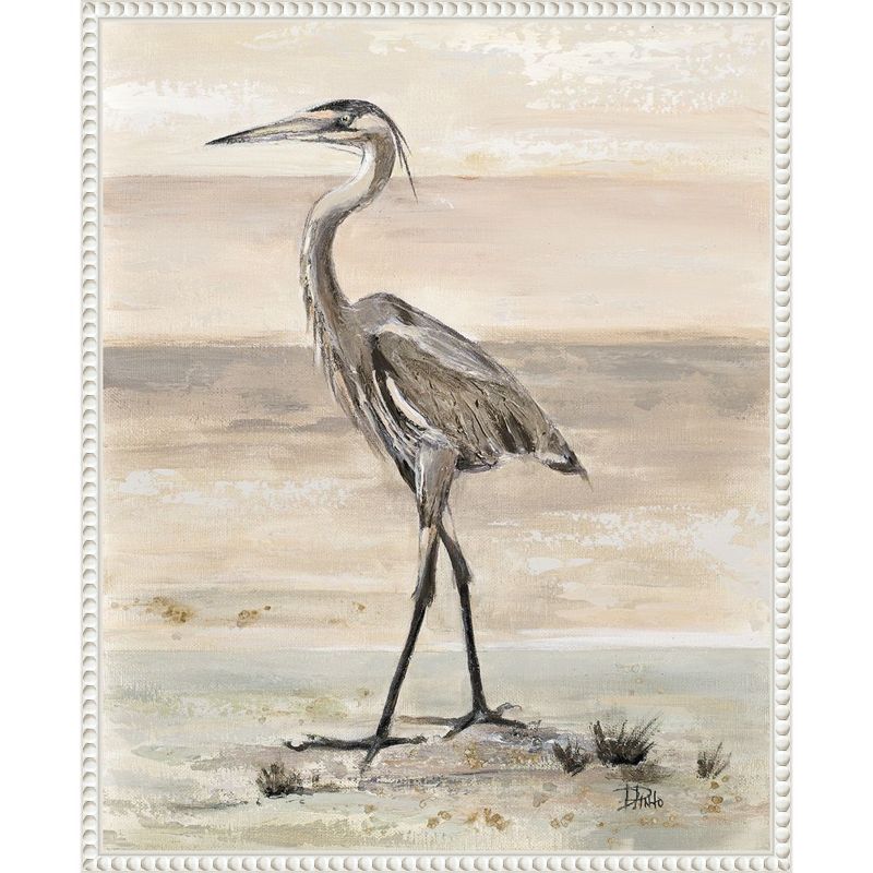 Beaded White Framed Egret Canvas Wall Art 16 x 20-in