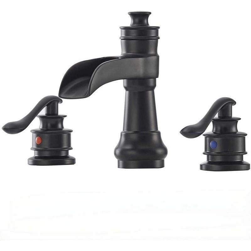 Matte Black Bronze 2-Handle Waterfall Bathroom Faucet with Pop-Up Drain