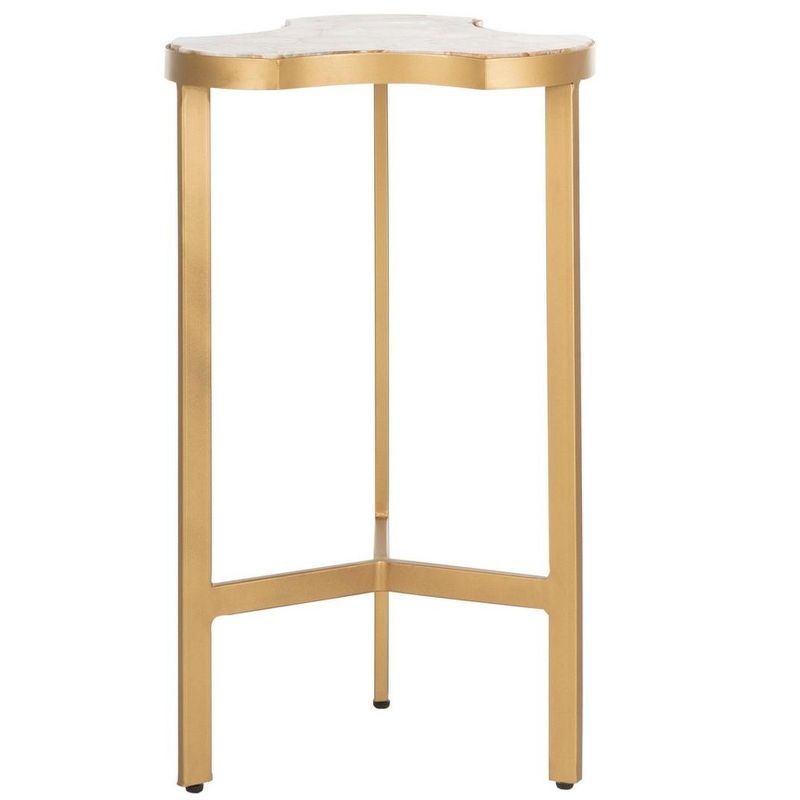 Suki White and Gold Triangular Metal Accent Table