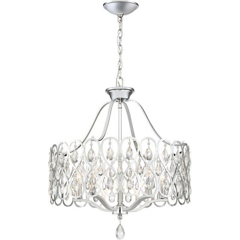 Lulu 22" Polished Chrome Crystal Beaded 5-Light Chandelier