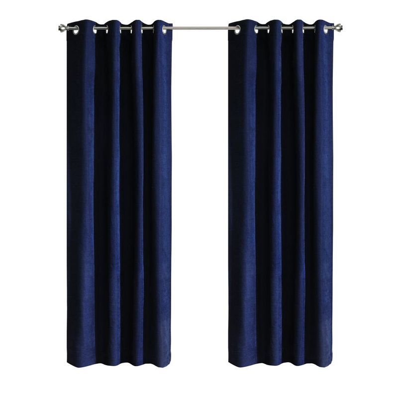 Dark Navy Polyester Blackout Grommet Curtain Panel 52 x 95