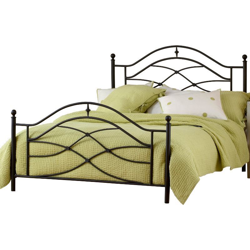 Cole King Size Metal Frame Bed with Double Arch Headboard in Black Twinkle