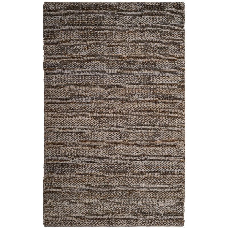 Beige Hand-Knotted Natural Fiber Round Cotton Rug