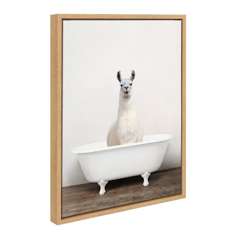 Whimsical Alpaca in Tub Framed Canvas Art