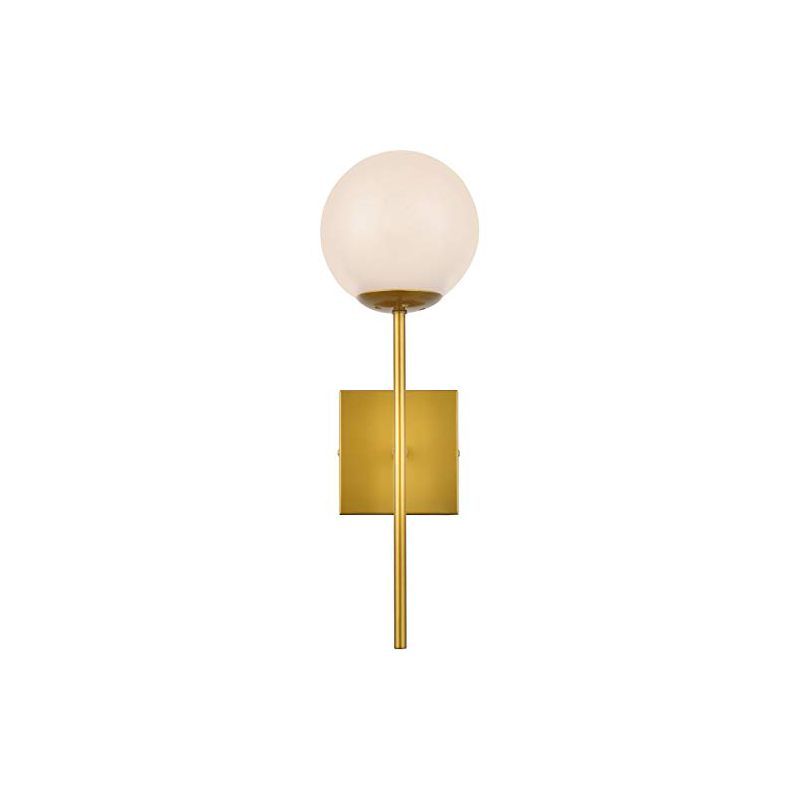 Contemporary Neri Dimmable Brass & White Glass Wall Sconce