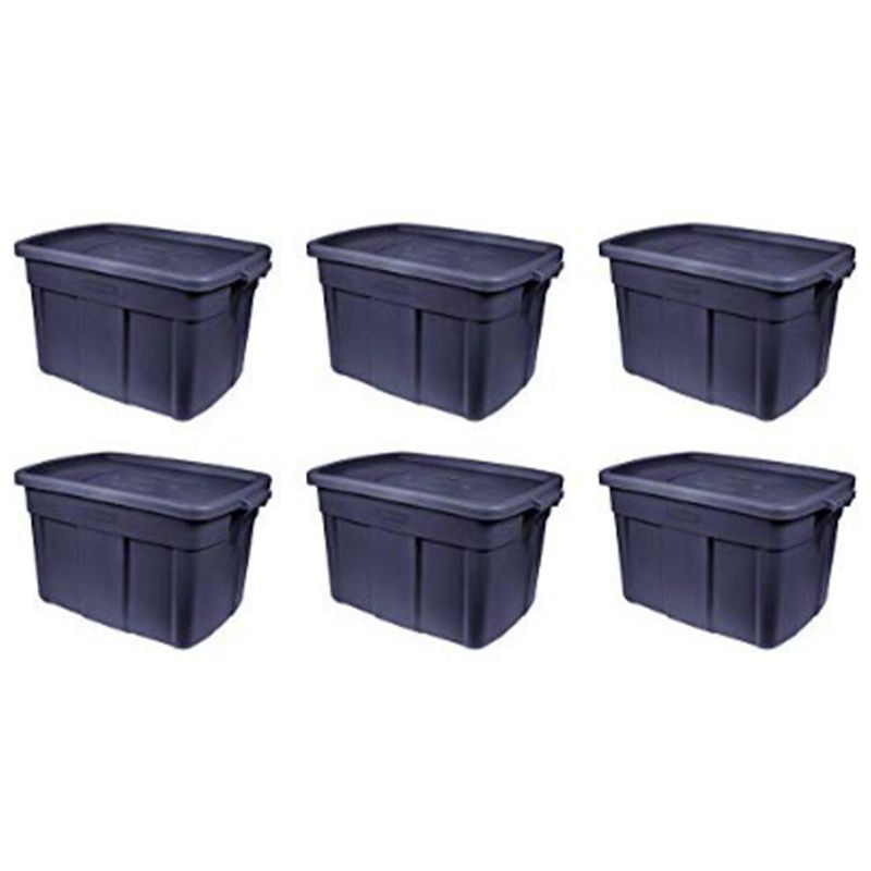 Roughneck 18 Gallon Dark Indigo Plastic Stackable Storage Totes