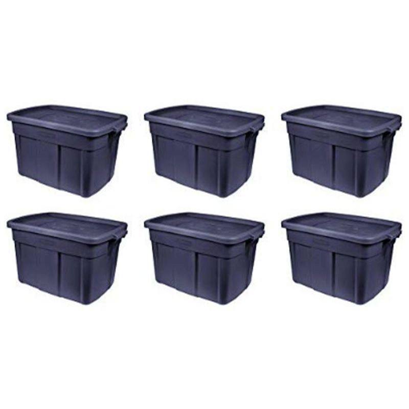 Roughneck 18 Gallon Dark Indigo Plastic Stackable Storage Totes