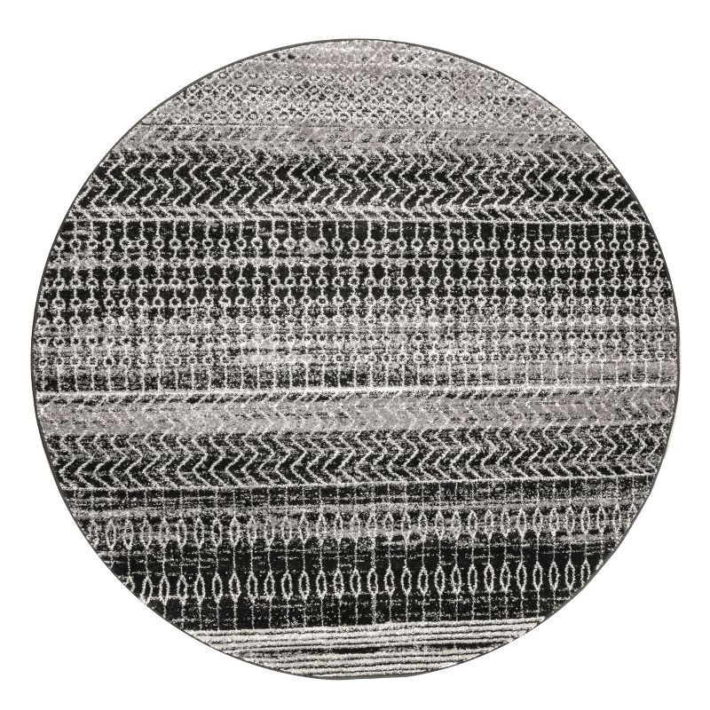 Reversible Dark Gray Stripe Synthetic 6' x 9' Oval Rug