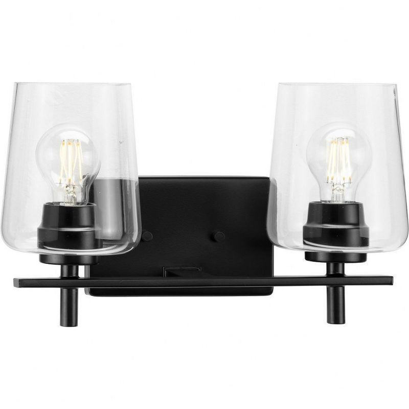 Matte Black 2-Light Wall Sconce with Clear Glass Shades